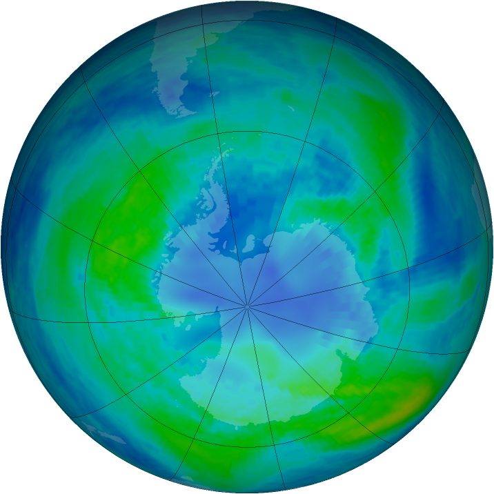 Antarctic ozone map for 10 April 1994
